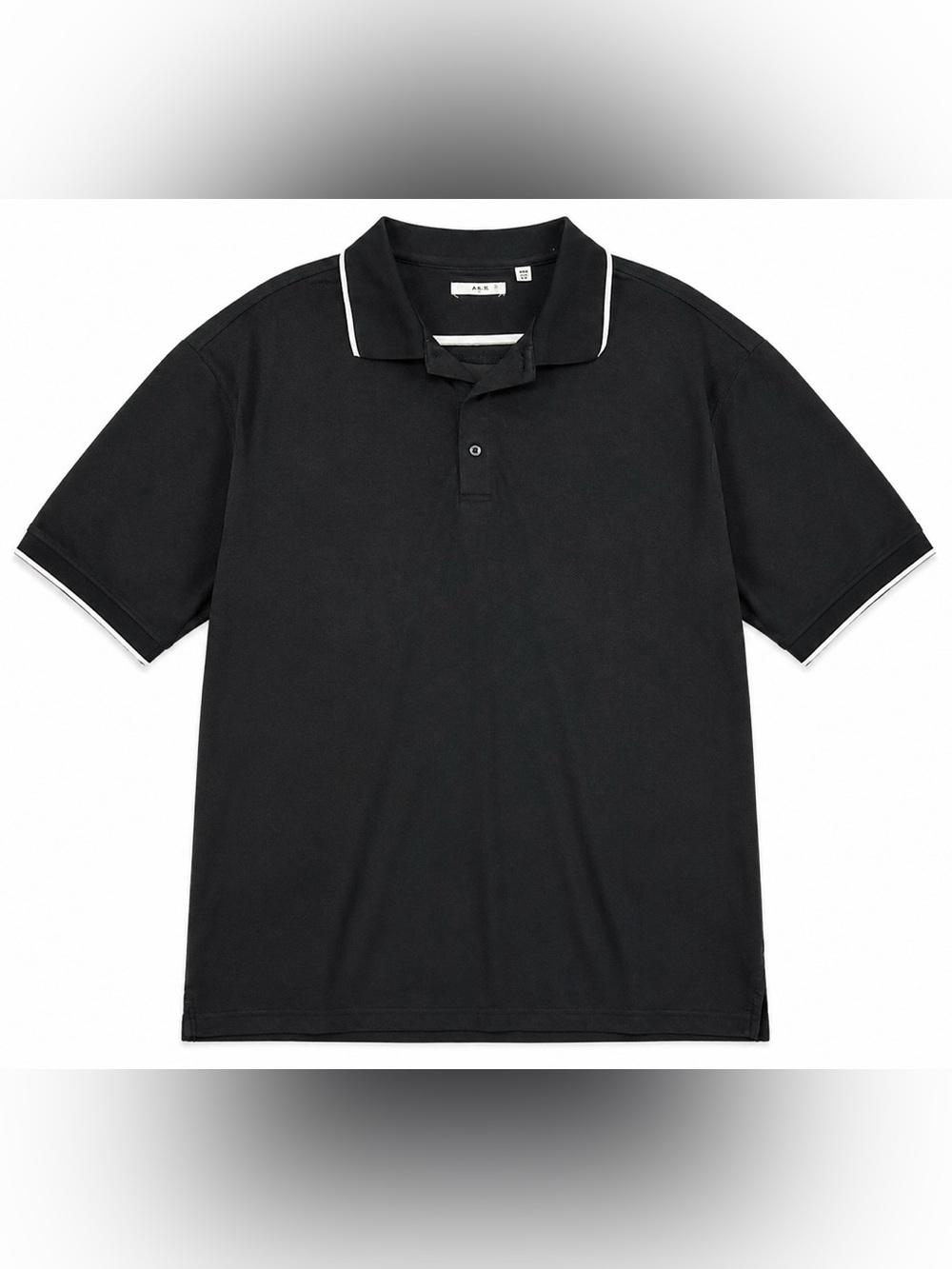 Men's Black Polo with White Piping